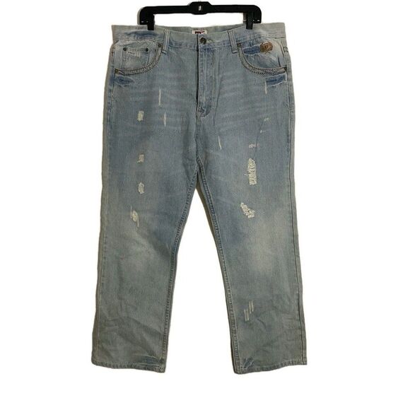 Vintage PHAT FARM Men's Denim Wide Leg Whitewash Baggy Jeans SIZE 40x32 Y2K - Picture 1 of 4